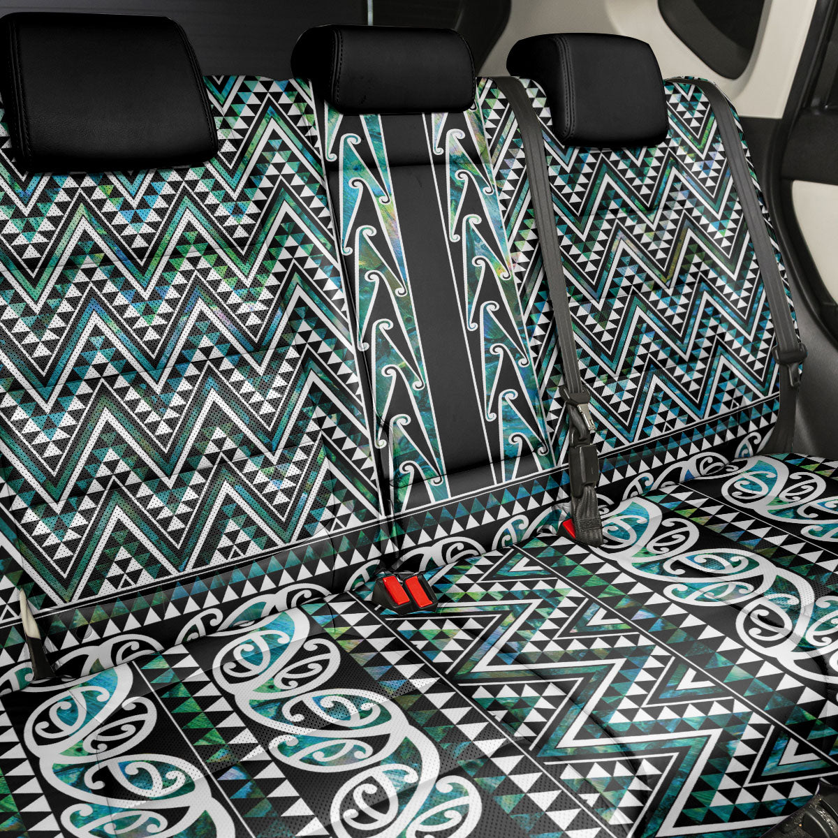 New Zealand Maori Niho Taniwha Back Car Seat Cover Papua Shell - Mangopare Puhoro Pattern