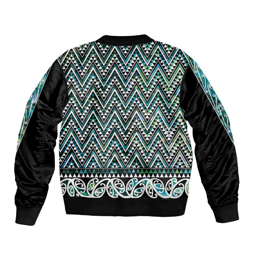 New Zealand Maori Niho Taniwha Bomber Jacket Papua Shell - Mangopare Puhoro Pattern