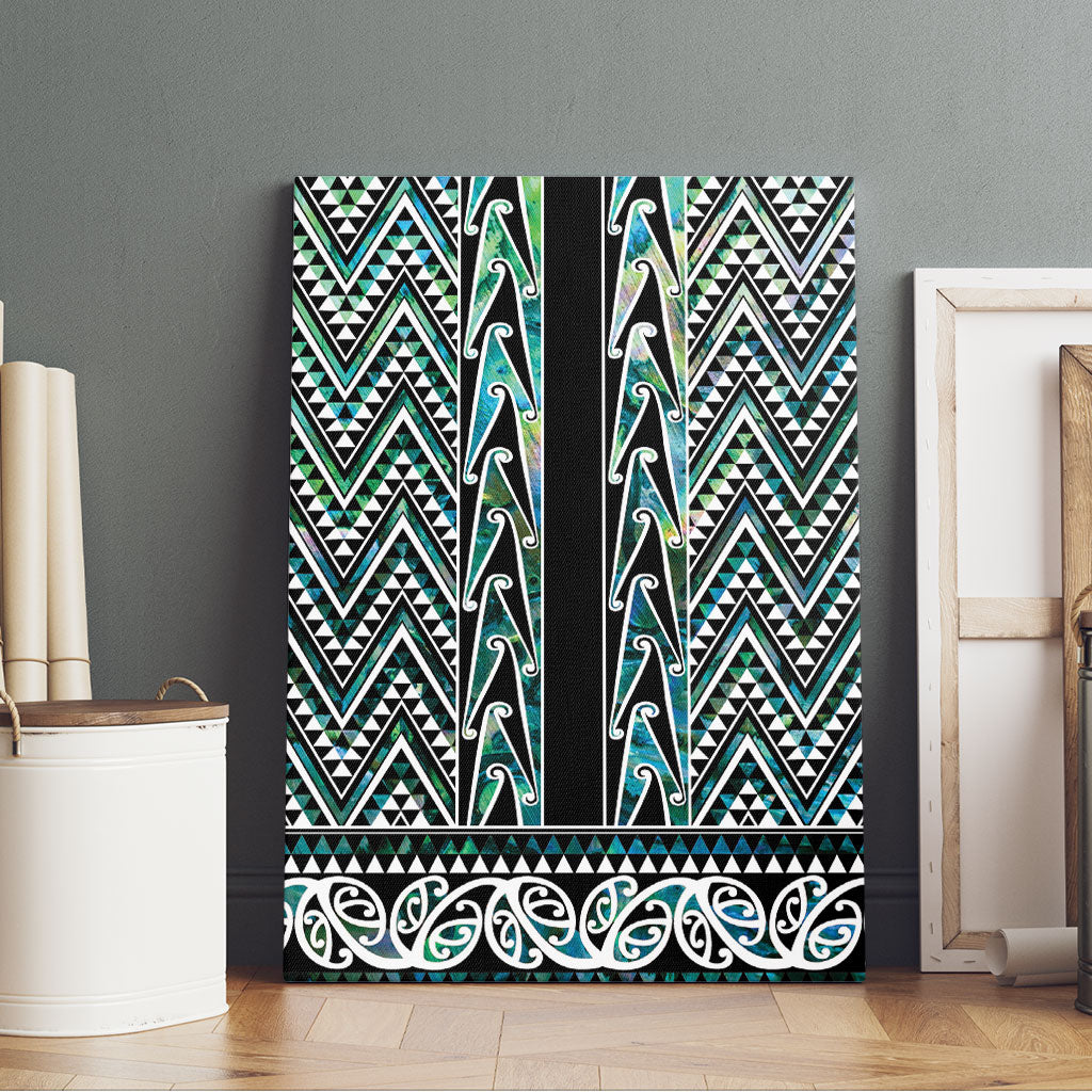 New Zealand Maori Niho Taniwha Canvas Wall Art Papua Shell - Mangopare Puhoro Pattern
