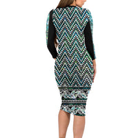 New Zealand Maori Niho Taniwha Family Matching Long Sleeve Bodycon Dress and Hawaiian Shirt Papua Shell - Mangopare Puhoro Pattern LT9 - Polynesian Pride