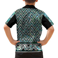 New Zealand Maori Niho Taniwha Family Matching Off Shoulder Short Dress and Hawaiian Shirt Papua Shell - Mangopare Puhoro Pattern