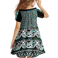 New Zealand Maori Niho Taniwha Family Matching Off Shoulder Short Dress and Hawaiian Shirt Papua Shell - Mangopare Puhoro Pattern