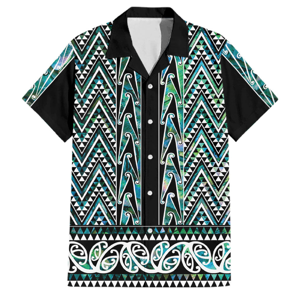 New Zealand Maori Niho Taniwha Family Matching Short Sleeve Bodycon Dress and Hawaiian Shirt Papua Shell - Mangopare Puhoro Pattern LT9 Dad's Shirt - Short Sleeve Green - Polynesian Pride