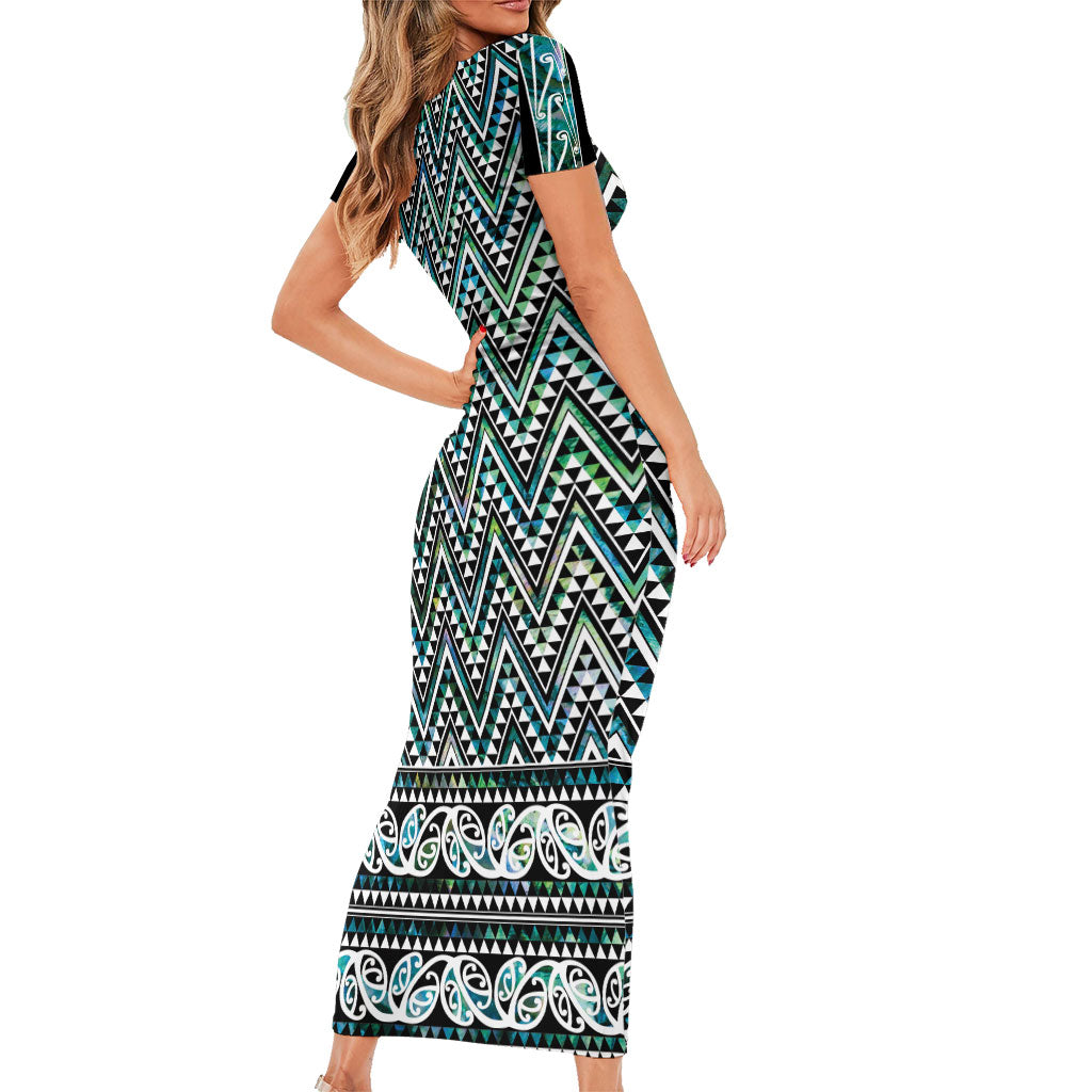 New Zealand Maori Niho Taniwha Family Matching Short Sleeve Bodycon Dress and Hawaiian Shirt Papua Shell - Mangopare Puhoro Pattern LT9 - Polynesian Pride