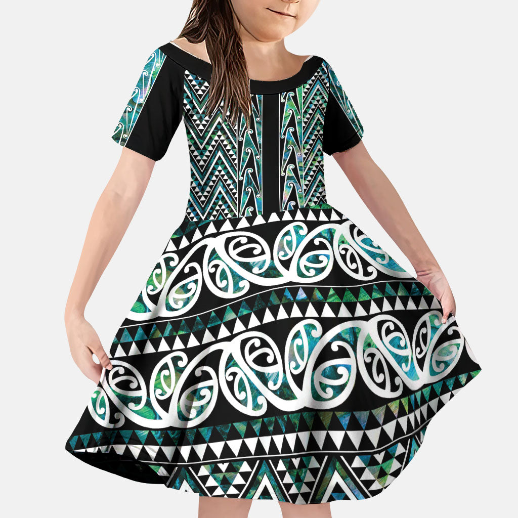 New Zealand Maori Niho Taniwha Family Matching Tank Maxi Dress and Hawaiian Shirt Papua Shell - Mangopare Puhoro Pattern