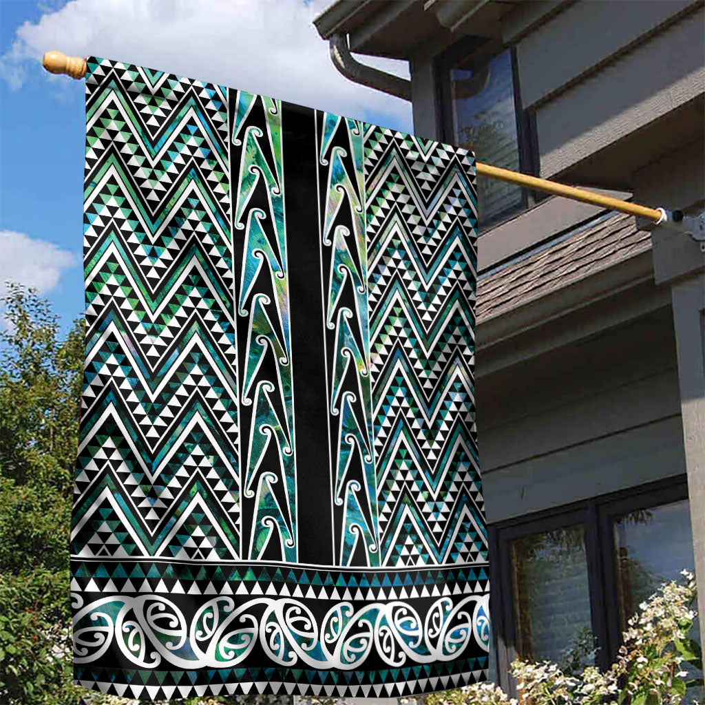 New Zealand Maori Niho Taniwha Garden Flag Papua Shell - Mangopare Puhoro Pattern
