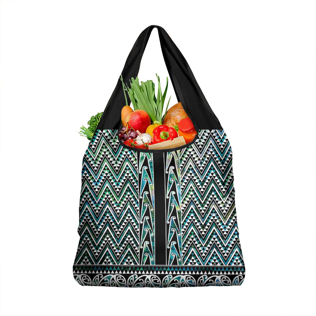 New Zealand Maori Niho Taniwha Grocery Bag Papua Shell - Mangopare Puhoro Pattern LT9 1-pack One Size Green - Polynesian Pride