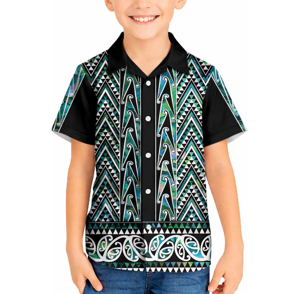 New Zealand Maori Niho Taniwha Kid Hawaiian Shirt Papua Shell - Mangopare Puhoro Pattern LT9 Kid Green - Polynesian Pride