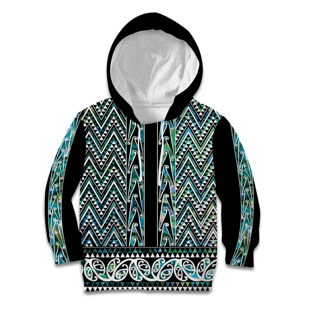 New Zealand Maori Niho Taniwha Kid Hoodie Papua Shell - Mangopare Puhoro Pattern LT9 Hoodie Green - Polynesian Pride