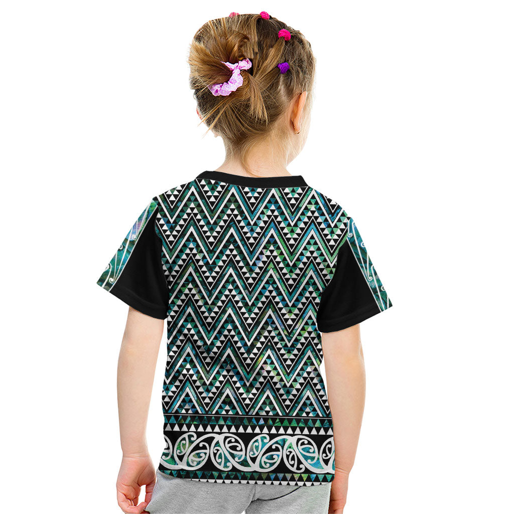 New Zealand Maori Niho Taniwha Kid T Shirt Papua Shell - Mangopare Puhoro Pattern