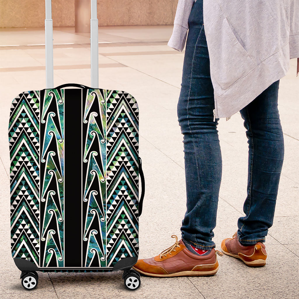 New Zealand Maori Niho Taniwha Luggage Cover Papua Shell - Mangopare Puhoro Pattern LT9 Green - Polynesian Pride