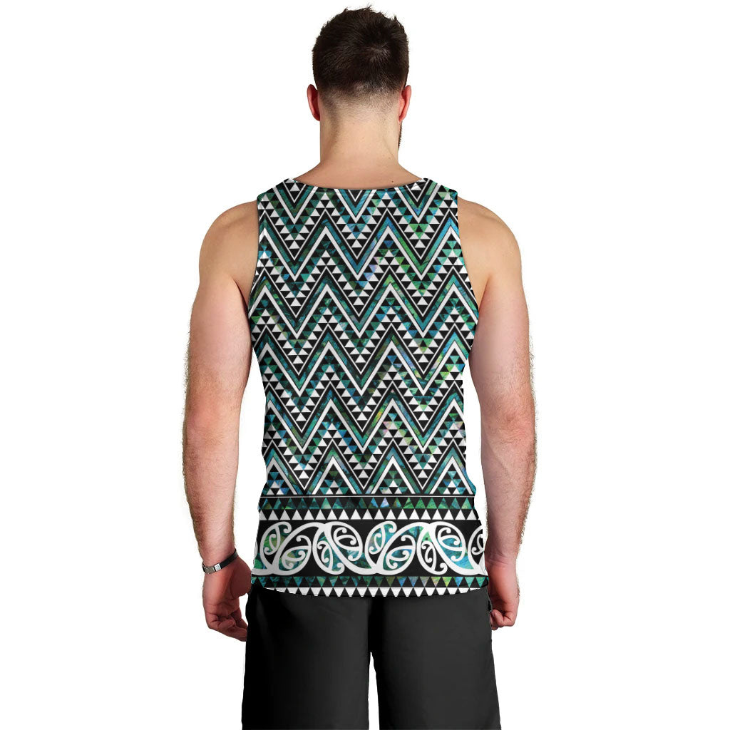 New Zealand Maori Niho Taniwha Men Tank Top Papua Shell - Mangopare Puhoro Pattern