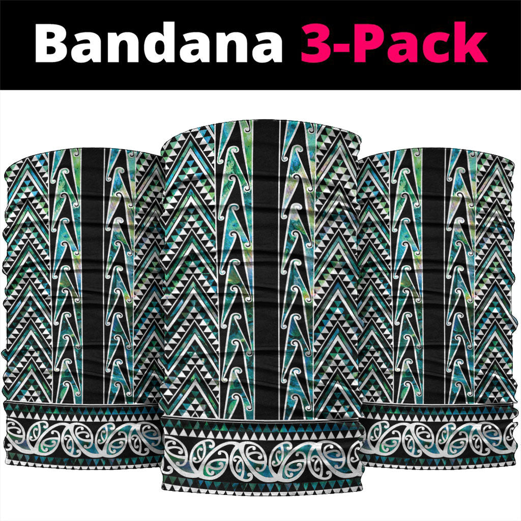 New Zealand Maori Niho Taniwha Neck Gaiter Papua Shell - Mangopare Puhoro Pattern LT9 package One Size: 25*50cm Green - Polynesian Pride