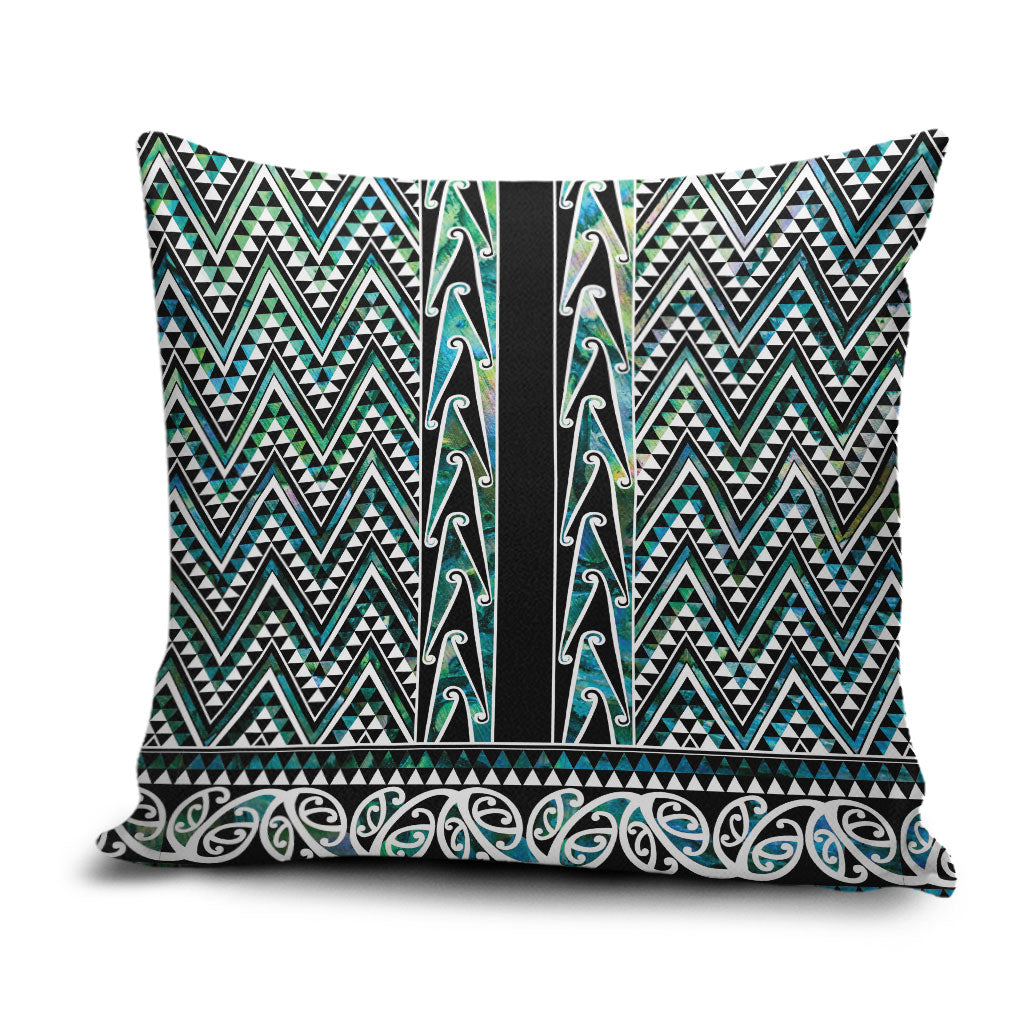 New Zealand Maori Niho Taniwha Pillow Cover Papua Shell - Mangopare Puhoro Pattern LT9 Green - Polynesian Pride