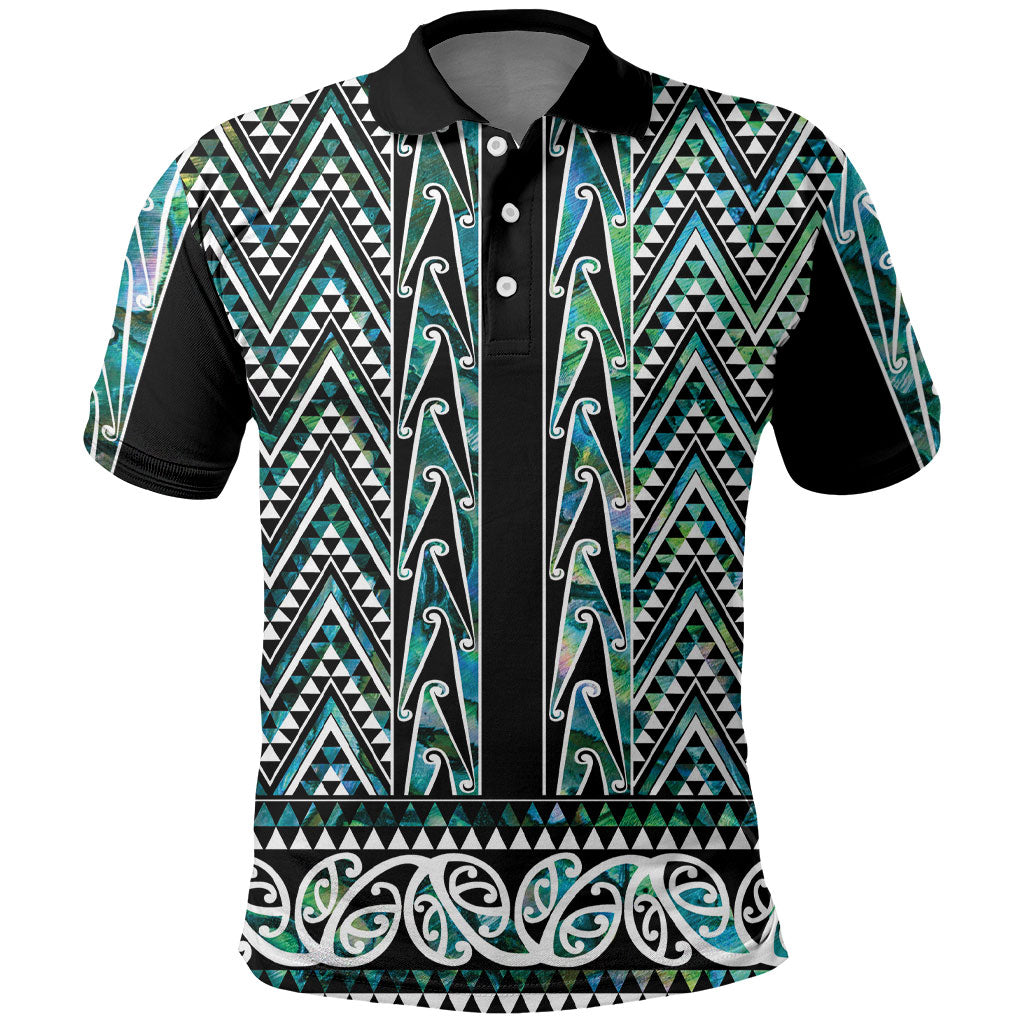 New Zealand Maori Niho Taniwha Polo Shirt Papua Shell - Mangopare Puhoro Pattern LT9 Green - Polynesian Pride