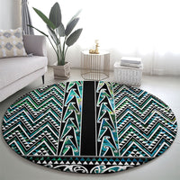 New Zealand Maori Niho Taniwha Round Carpet Papua Shell - Mangopare Puhoro Pattern