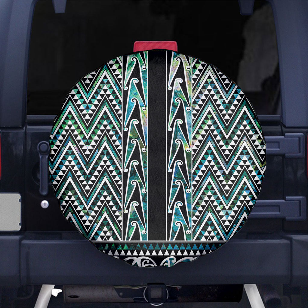 New Zealand Maori Niho Taniwha Spare Tire Cover Papua Shell - Mangopare Puhoro Pattern LT9 No hole Green - Polynesian Pride