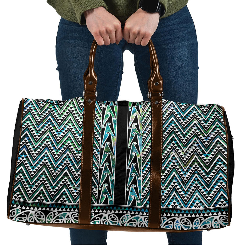 New Zealand Maori Niho Taniwha Travel Bag Papua Shell - Mangopare Puhoro Pattern LT9 Green - Polynesian Pride
