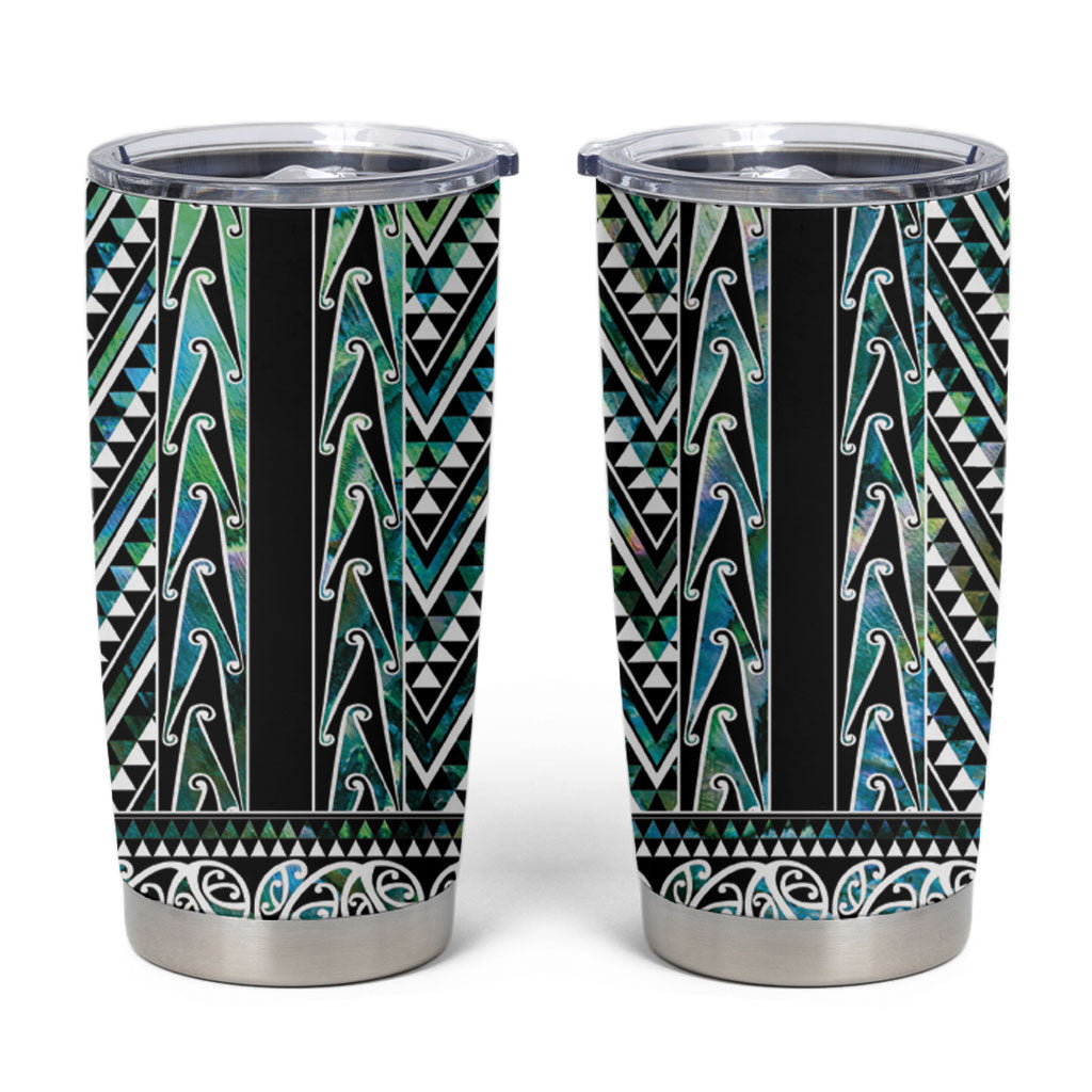 New Zealand Maori Niho Taniwha Tumbler Cup Papua Shell - Mangopare Puhoro Pattern LT9 Green - Polynesian Pride