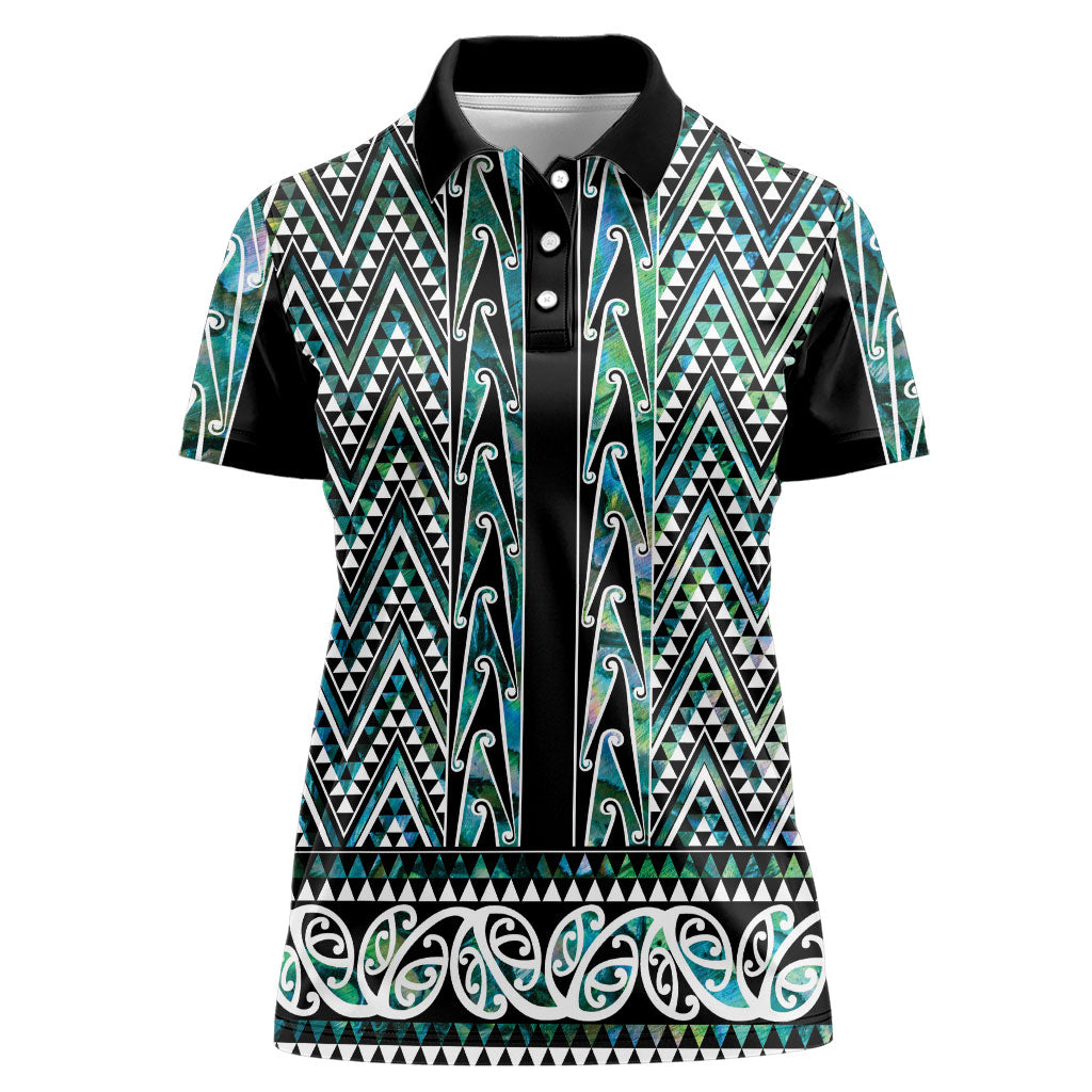 New Zealand Maori Niho Taniwha Women Polo Shirt Papua Shell - Mangopare Puhoro Pattern LT9 Female Green - Polynesian Pride