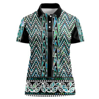 New Zealand Maori Niho Taniwha Women Polo Shirt Papua Shell - Mangopare Puhoro Pattern