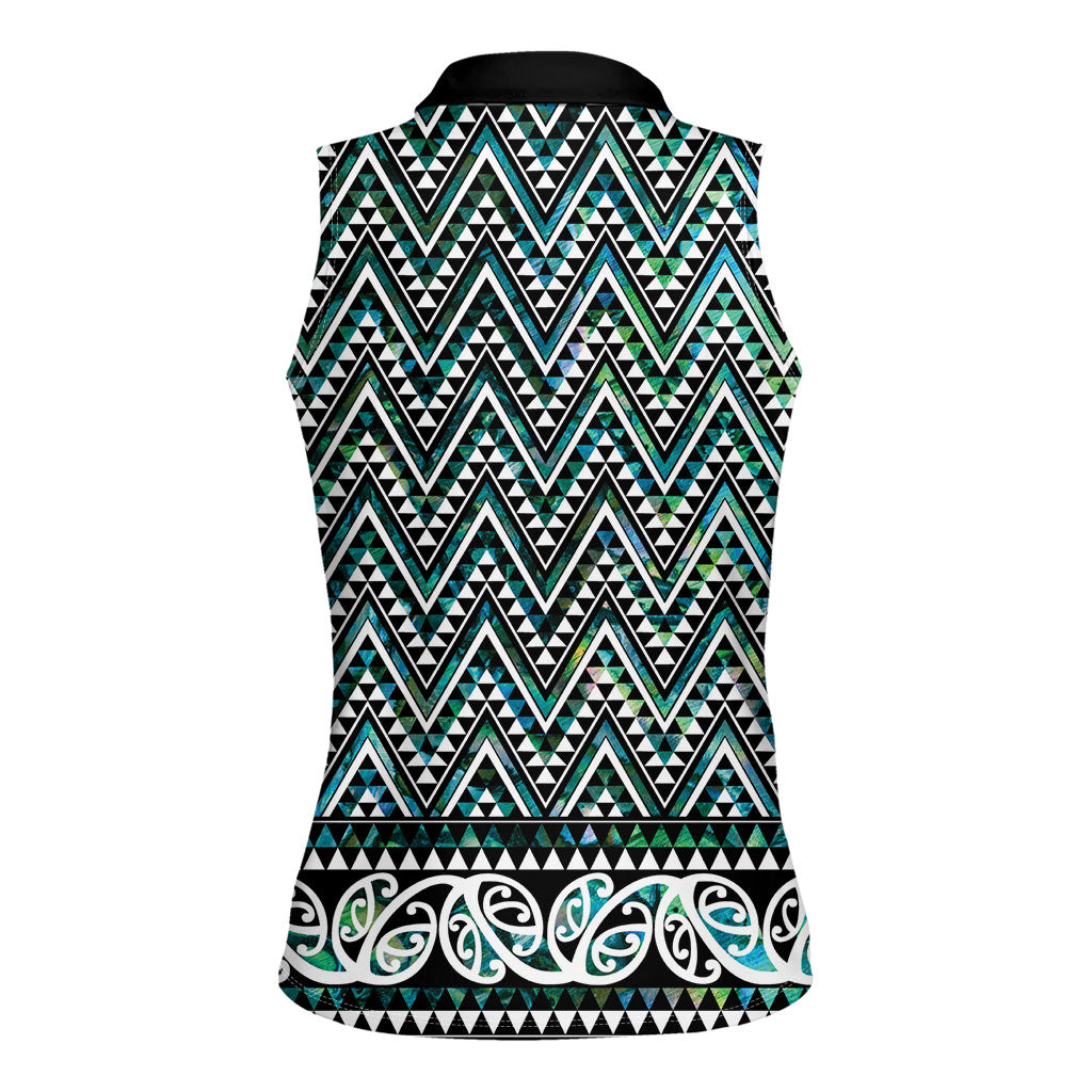 New Zealand Maori Niho Taniwha Women Sleeveless Polo Shirt Papua Shell - Mangopare Puhoro Pattern