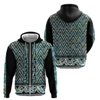 New Zealand Maori Niho Taniwha Zip Hoodie Papua Shell - Mangopare Puhoro Pattern