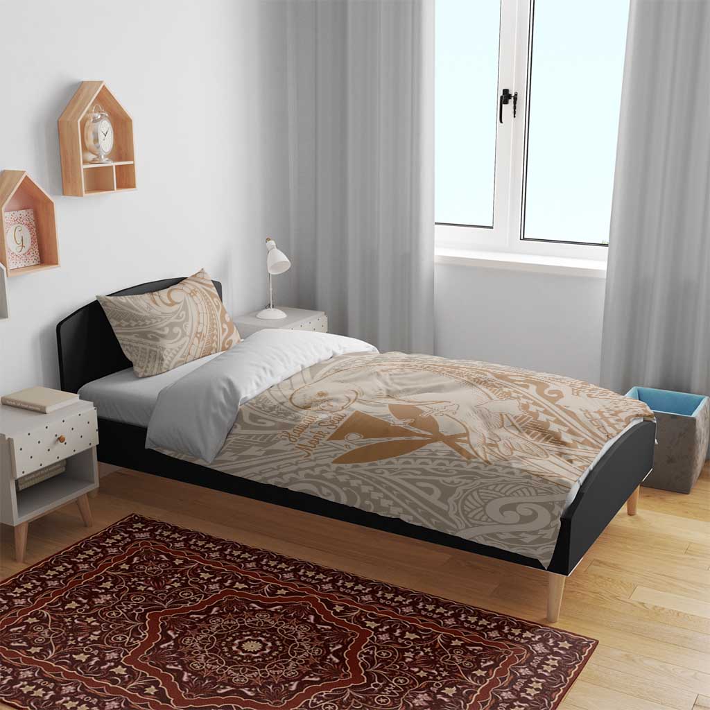 Hawaii Monk Seal and Map Bedding Set Polynesian Kanaka Maoli Beige Vibe