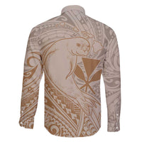 Hawaii Monk Seal and Map Family Matching Off Shoulder Maxi Dress and Hawaiian Shirt Polynesian Kanaka Maoli Beige Vibe LT9 - Polynesian Pride