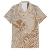 Hawaii Monk Seal and Map Family Matching Puletasi and Hawaiian Shirt Polynesian Kanaka Maoli Beige Vibe LT9 Dad's Shirt - Short Sleeve Beige - Polynesian Pride