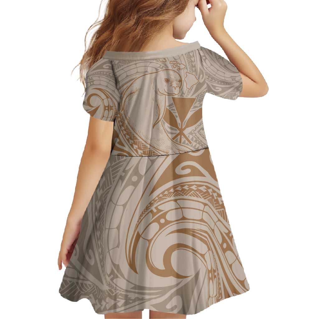 Hawaii Monk Seal and Map Family Matching Summer Maxi Dress and Hawaiian Shirt Polynesian Kanaka Maoli Beige Vibe LT9 - Polynesian Pride