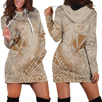 Hawaii Monk Seal and Map Hoodie Dress Polynesian Kanaka Maoli Beige Vibe LT9 - Polynesian Pride