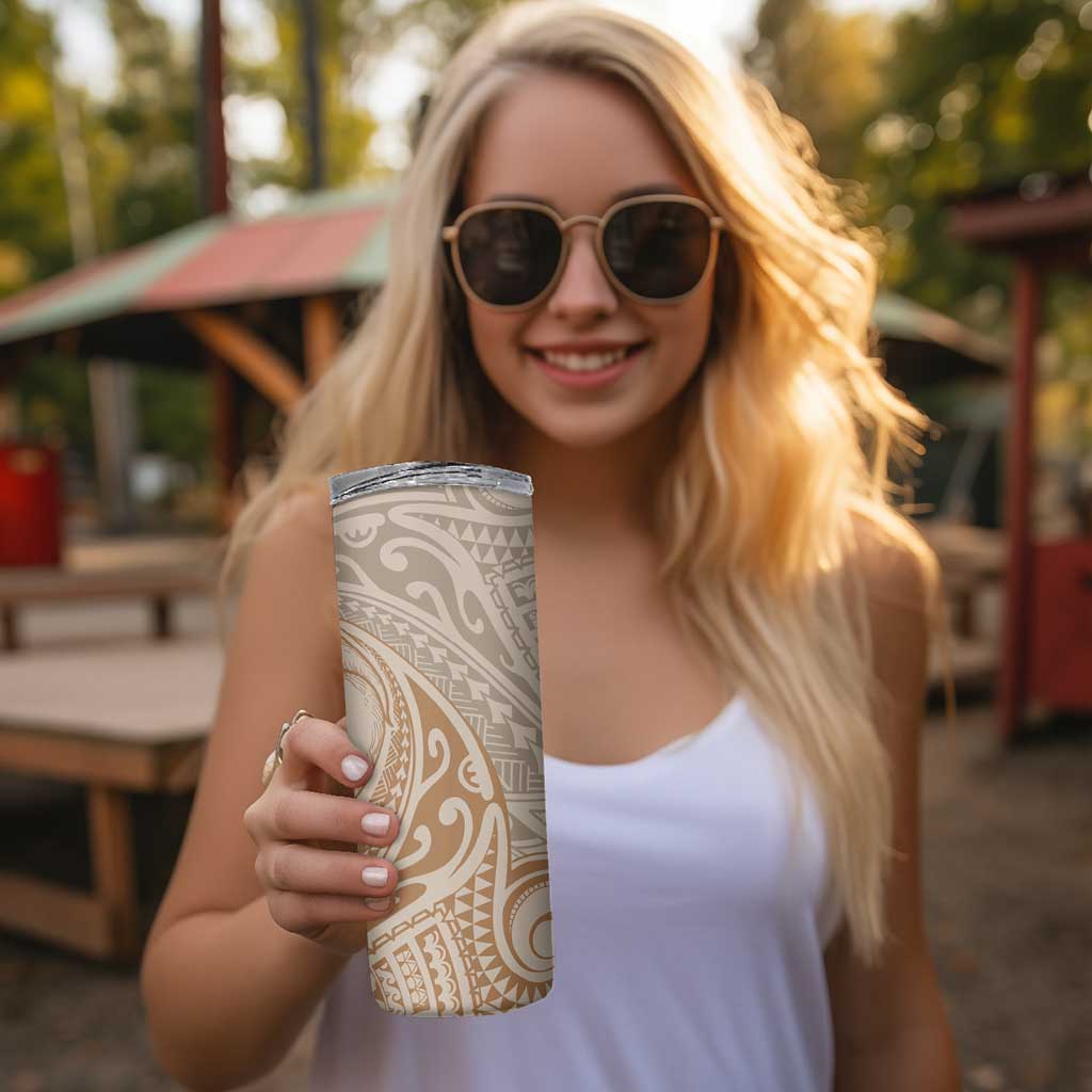 Hawaii Monk Seal and Map Skinny Tumbler Polynesian Kanaka Maoli Beige Vibe LT9 - Polynesian Pride