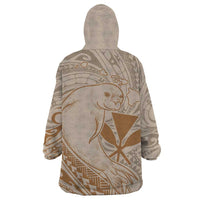 Hawaii Monk Seal and Map Wearable Blanket Hoodie Polynesian Kanaka Maoli Beige Vibe LT9 - Polynesian Pride