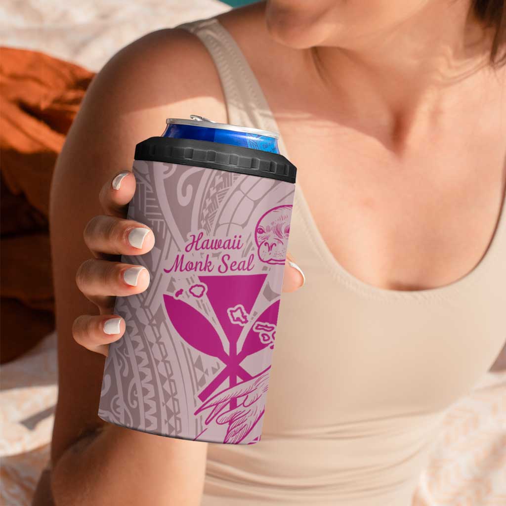 Hawaii Monk Seal and Map 4 in 1 Can Cooler Tumbler Polynesian Kanaka Maoli Pink Vibe LT9 - Polynesian Pride