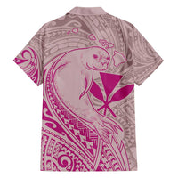 Hawaii Monk Seal and Map Family Matching Long Sleeve Bodycon Dress and Hawaiian Shirt Polynesian Kanaka Maoli Pink Vibe LT9 - Polynesian Pride