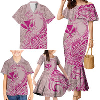 Hawaii Monk Seal and Map Family Matching Mermaid Dress and Hawaiian Shirt Polynesian Kanaka Maoli Pink Vibe LT9 - Polynesian Pride