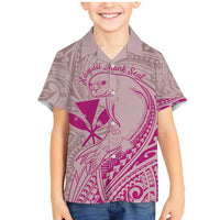 Hawaii Monk Seal and Map Family Matching Mermaid Dress and Hawaiian Shirt Polynesian Kanaka Maoli Pink Vibe LT9 Son's Shirt Pink - Polynesian Pride