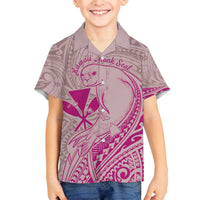 Hawaii Monk Seal and Map Family Matching Off The Shoulder Long Sleeve Dress and Hawaiian Shirt Polynesian Kanaka Maoli Pink Vibe LT9 Son's Shirt Pink - Polynesian Pride