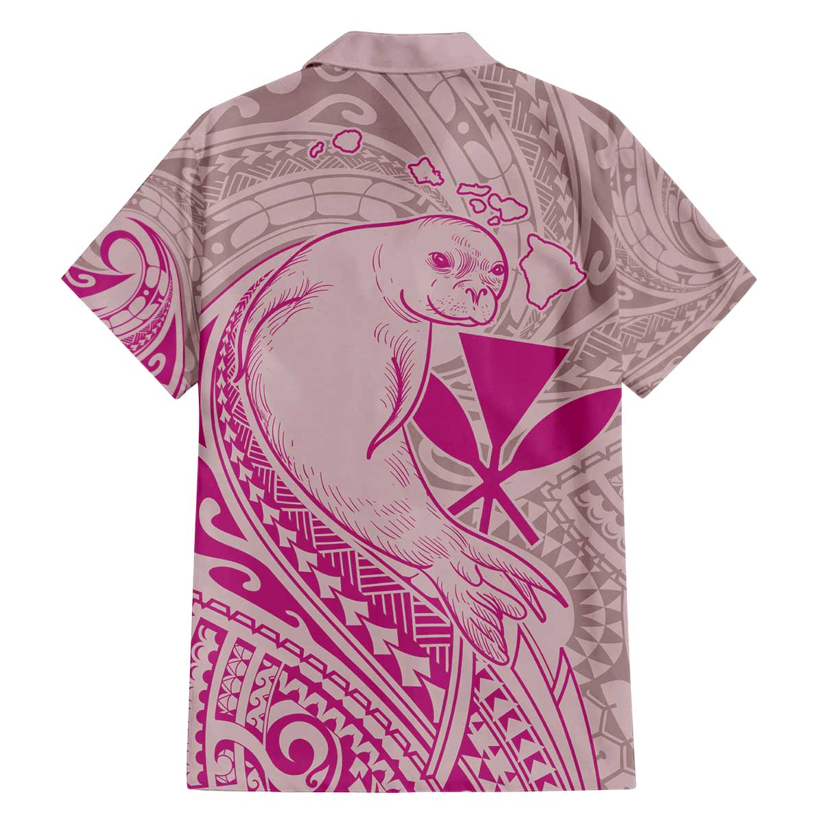 Hawaii Monk Seal and Map Family Matching Off Shoulder Short Dress and Hawaiian Shirt Polynesian Kanaka Maoli Pink Vibe LT9 - Polynesian Pride