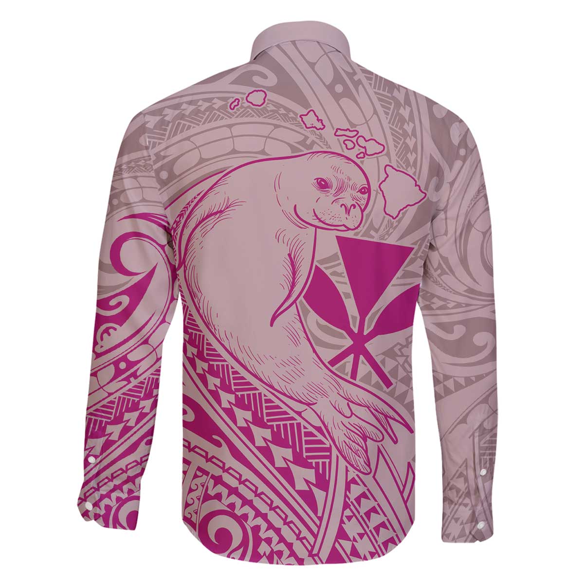 Hawaii Monk Seal and Map Family Matching Off Shoulder Short Dress and Hawaiian Shirt Polynesian Kanaka Maoli Pink Vibe LT9 - Polynesian Pride