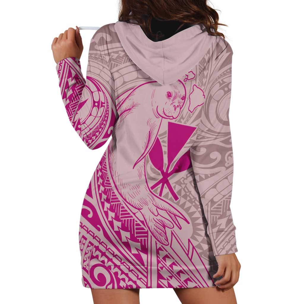 Hawaii Monk Seal and Map Hoodie Dress Polynesian Kanaka Maoli Pink Vibe LT9 - Polynesian Pride