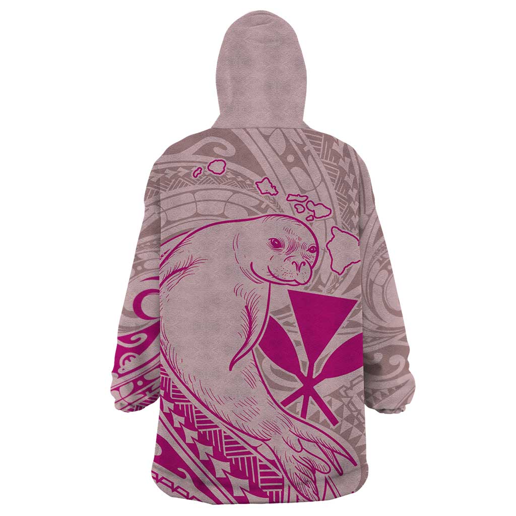Hawaii Monk Seal and Map Wearable Blanket Hoodie Polynesian Kanaka Maoli Pink Vibe LT9 - Polynesian Pride