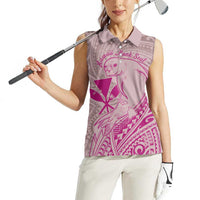 Hawaii Monk Seal and Map Women Sleeveless Polo Shirt Polynesian Kanaka Maoli Pink Vibe LT9 - Polynesian Pride