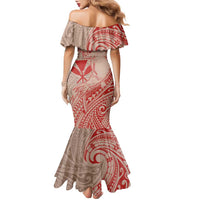 Hawaii Monk Seal and Map Family Matching Mermaid Dress and Hawaiian Shirt Polynesian Kanaka Maoli Red Vibe LT9 - Polynesian Pride