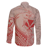 Hawaii Monk Seal and Map Family Matching Off The Shoulder Long Sleeve Dress and Hawaiian Shirt Polynesian Kanaka Maoli Red Vibe LT9 - Polynesian Pride