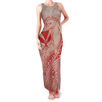 Hawaii Monk Seal and Map Family Matching Tank Maxi Dress and Hawaiian Shirt Polynesian Kanaka Maoli Red Vibe LT9 Mom's Dress Red - Polynesian Pride