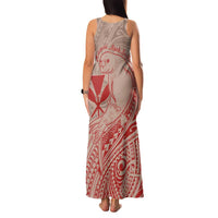 Hawaii Monk Seal and Map Family Matching Tank Maxi Dress and Hawaiian Shirt Polynesian Kanaka Maoli Red Vibe LT9 - Polynesian Pride
