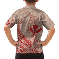 Hawaii Monk Seal and Map Kid Hawaiian Shirt Polynesian Kanaka Maoli Red Vibe