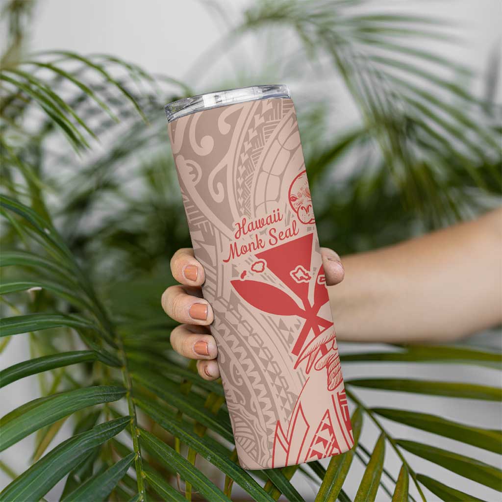 Hawaii Monk Seal and Map Skinny Tumbler Polynesian Kanaka Maoli Red Vibe LT9 - Polynesian Pride